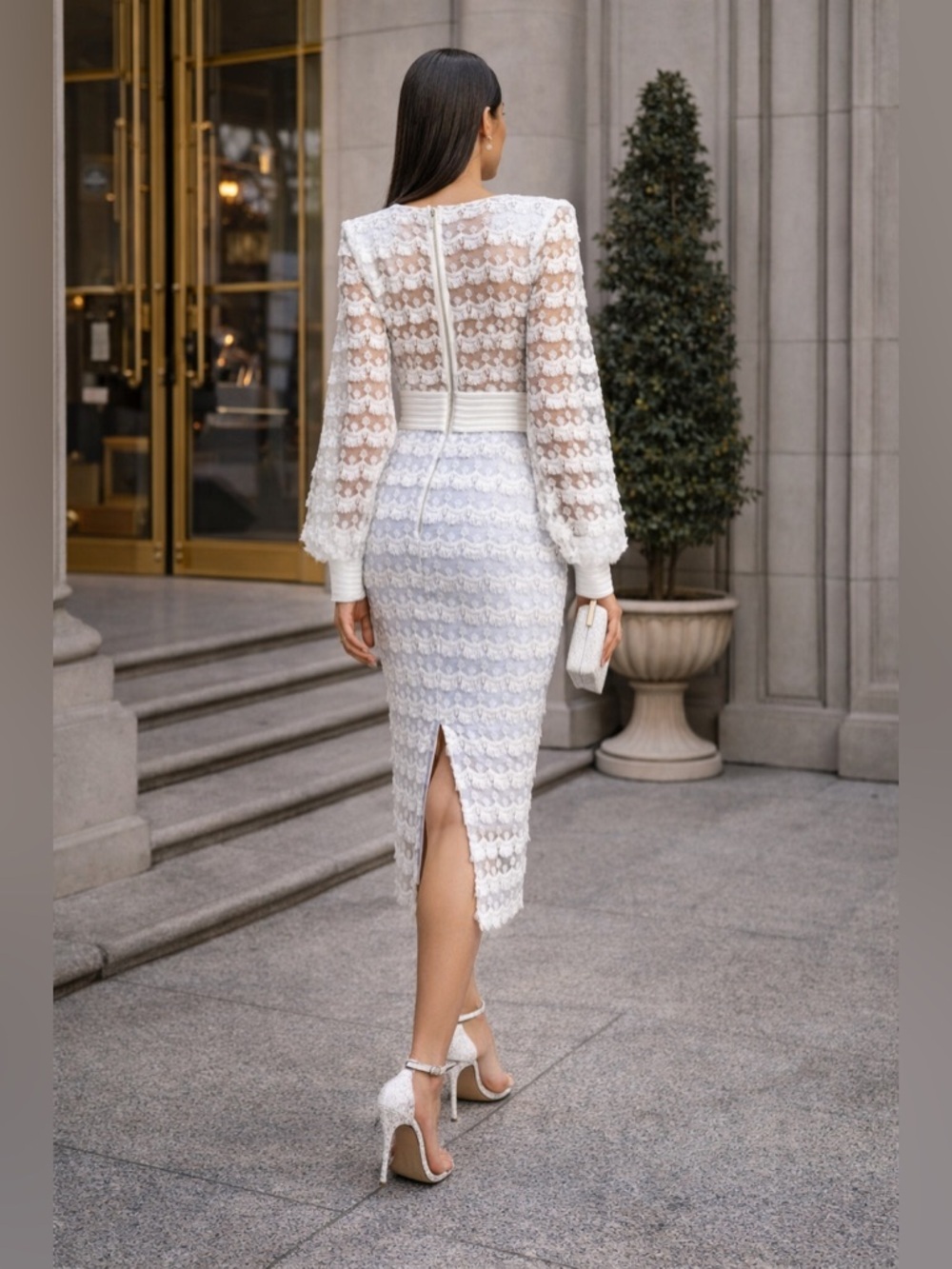 Zhivago White Lace Midi Dress XS NWT Bridal Wedding Guest Elegant - Picture 2 of 9